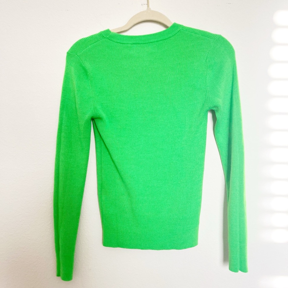 Essentiel Antwerp Neon Green Rib-Knit Crewneck Sweater XS Wool Blend - Picture 4 of 7